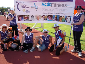 The Actin Fitness Relay Team’s Nick Carling, Lucy Forbes, Wendy Porter, Rebecca Johnston, Sharon Butler, Shannon Dennis and Teigan Stonham.