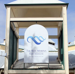 The new Reef Marina sign is installed.