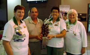 Celebrating Doreen’s Day from left to right are Janice Brlyack, Peter Ponzo, Glenise Sharp and Maria Mijo.