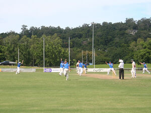 Benny V taking the last wicket of the B Grade game
