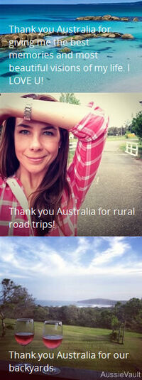 Some examples of Thank You Australia messages online, including one by campaign ambassador Kate Ritchie (centre).