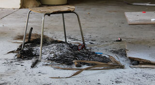 Apparent fire damage behind the Cafe. PIC Emma Groves