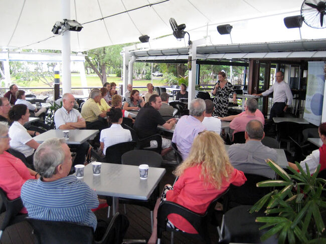 UPDATE: Douglas Chamber of Commerce President Phoebe Kitto introduces Transitional CEO Jeff Tate to guests.