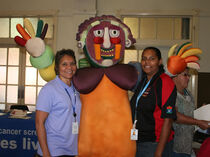 Sylvia Green and Kylie Grogan with The Vegie Man