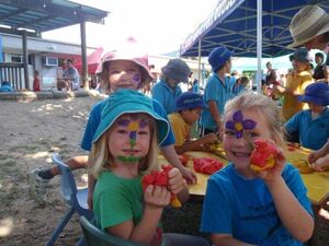 Charlotte, Ruby and Bella at the under 8's day at Port Douglas Primary School