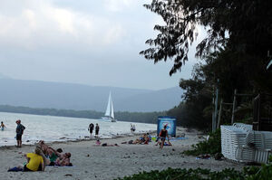 Beachgoers at Four Mile on Monday afternoon. PIC Kerry Larsen