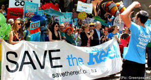 A 'Save the Reef' rally in Brisbane recently. (Pic: Greenpeace)