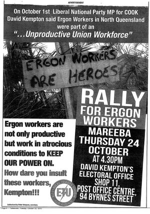 The ETU advertisement in the Tablelander on October 22, 2013.