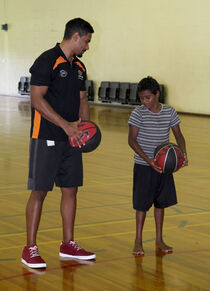 Apunipima Cape York Health Council Healthy Lifestyle Worker (Tobacco) Josh Mene working on some drills. (Pic: Apunipima Cape York Health Council)