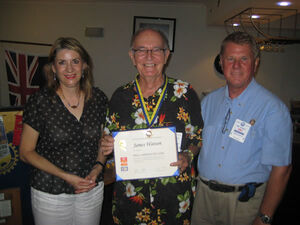The Rotary Club of Port Douglas Inc. awarded the Paul Harris Fellow, the highest award in Rotary, to local resident James Watson for his services to the community on Tuesday evening Feb 2nd at their meeting held at the Barrier Reef Tavern.