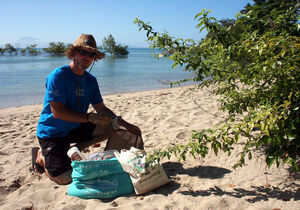 DSSG President Kevin 'Kstar' Eldridge starts the clean up off Wharf Street.