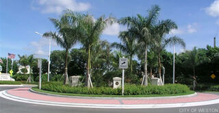 A roundabout in Weston, Florida, USA.