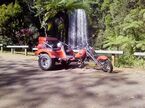 Grub's new trike nearly home with a stop at Miila Milla Falls