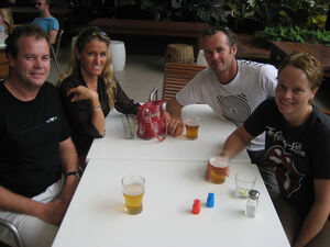 Nick, Mel, Chris and Lindy at the back of the Central Hotel